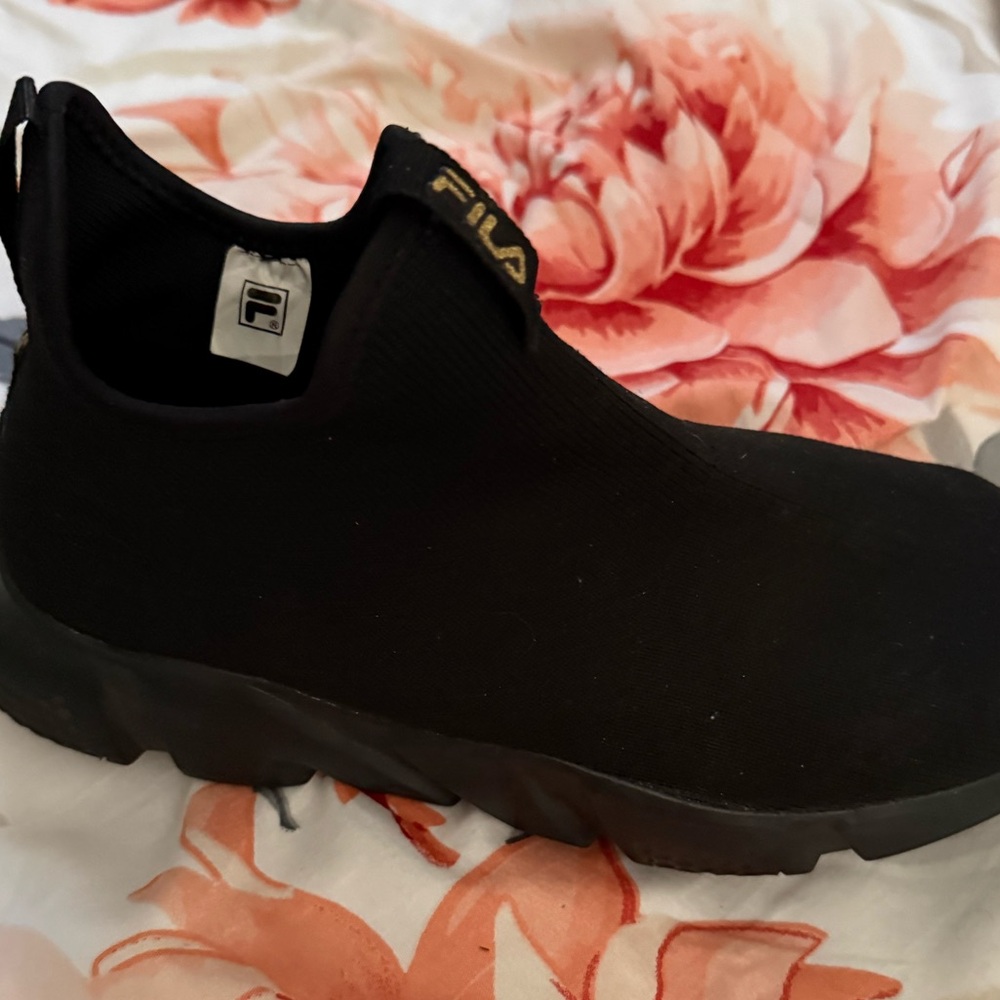 Fila Black Knit Slip-On Shoes